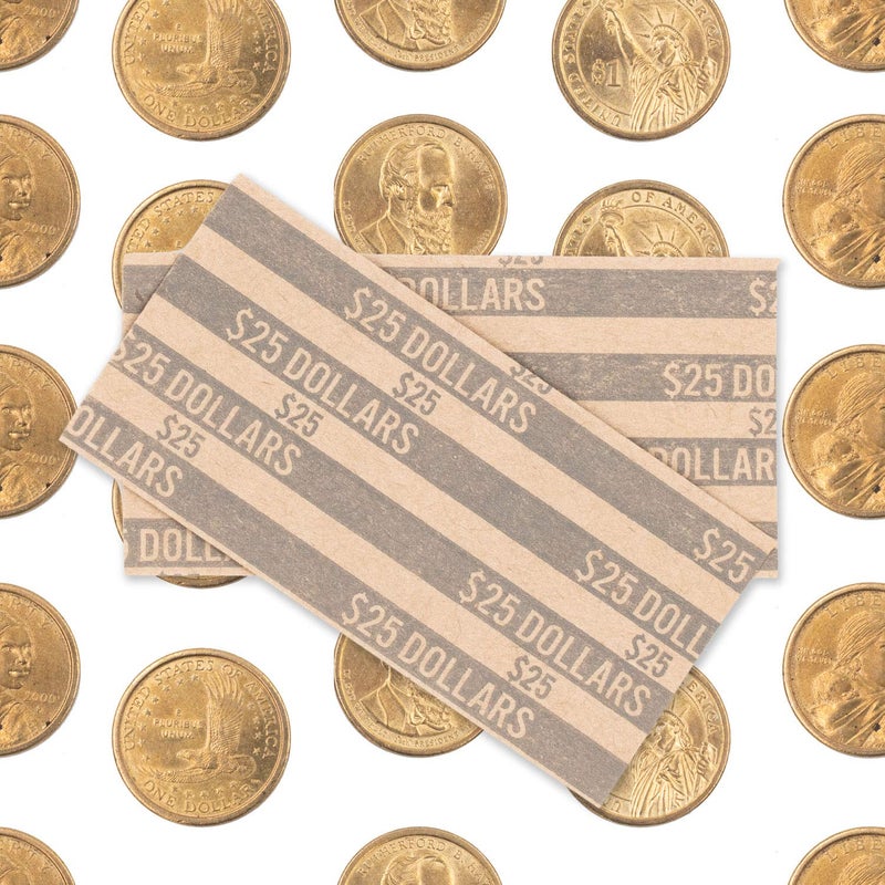 CAROUSELCHECKS Sacagawea Dollar Coin Wrappers, 100 Flat Striped Coin Wrappers - Image 4